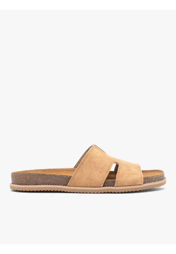 Ryłko - Rude klapki H. Okazja: na co dzień. Nosek buta: okrągły. Kolor: brązowy. Materiał: skóra, welur. Styl: casual, street, elegancki