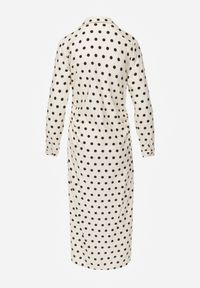 Renee - Beżowy Koszulowa Sukienka z Wiskozy z Dodatkiem Lnu z Drapowaną Talią Edrilith. Okazja: na co dzień. Kolor: beżowy. Materiał: wiskoza, len. Typ sukienki: koszulowe. Styl: casual, elegancki #5