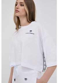 Chiara Ferragni t-shirt bawełniany kolor biały. Kolor: biały. Materiał: bawełna. Długość rękawa: krótki rękaw. Długość: krótkie