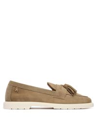 TOMMY HILFIGER - Tommy Hilfiger Loafersy Light Suede Tassel Loafer FW0FW09285 Brązowy. Kolor: brązowy. Materiał: skóra, zamsz #1