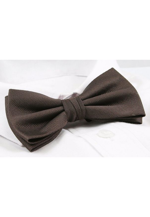 Męska Mucha z Poszetką - Chattier - Brązowa. Kolor: brązowy, wielokolorowy, beżowy. Materiał: poliester. Styl: elegancki, sportowy