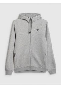 4f - 4F Bluza dresowa rozpinana z kapturem męska - szara M. Okazja: na co dzień. Typ kołnierza: kaptur. Kolor: szary. Materiał: dresówka. Styl: casual, klasyczny #1