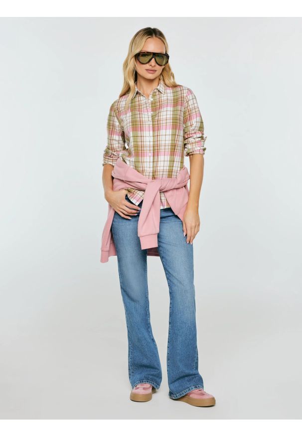 Big-Star - Koszula damska bawełniana w kratę różowo-zielona Cedi 600. Okazja: na co dzień. Kolor: różowy. Materiał: bawełna. Wzór: kolorowy. Styl: casual, elegancki, retro, klasyczny