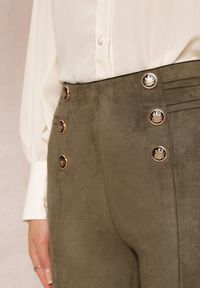 Renee - Zielone Spodnie Skinny High Waist z Guzikami Lehga. Stan: podwyższony. Kolor: zielony #3