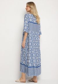 Born2be - Jasnoniebieska Bawełniana Sukienka w Stylu Boho z Wiązaniem Przy Dekolcie Orradelle. Okazja: na co dzień. Kolor: niebieski. Materiał: bawełna. Typ sukienki: proste. Styl: boho #5