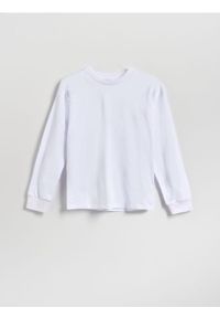 Reserved - Bawełniany longsleeve - biały. Kolor: biały. Materiał: bawełna. Długość rękawa: długi rękaw