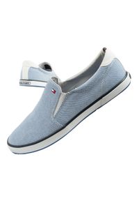 ANATOMISCH INSOLES - Buty sportowe trampki do chodzenia wsuwane męskie Tommy Hilfiger. Zapięcie: bez zapięcia. Kolor: niebieski. Materiał: materiał. Szerokość cholewki: normalna. Sport: turystyka piesza