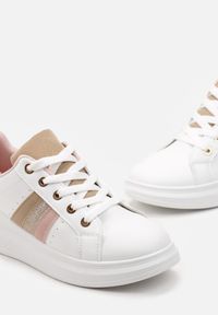 Renee - Biało-Beżowe Sneakersy na Grubej Podeszwie Odelie. Kolor: różowy #5