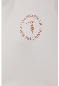 Trussardi Jeans - Trussardi T-shirt damski kolor biały. Okazja: na co dzień. Kolor: biały. Materiał: dzianina. Długość rękawa: raglanowy rękaw. Wzór: nadruk. Styl: casual #3