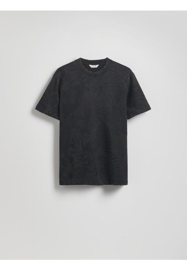 Reserved - T-shirt comfort z nadrukiem - czarny. Kolor: czarny. Materiał: bawełna, dzianina. Wzór: nadruk