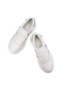 Białe Sneakersy Armodo Stylowe Obuwie Na Platformie. Zapięcie: rzepy. Kolor: biały. Materiał: jeans, syntetyk, materiał. Obcas: na platformie #5