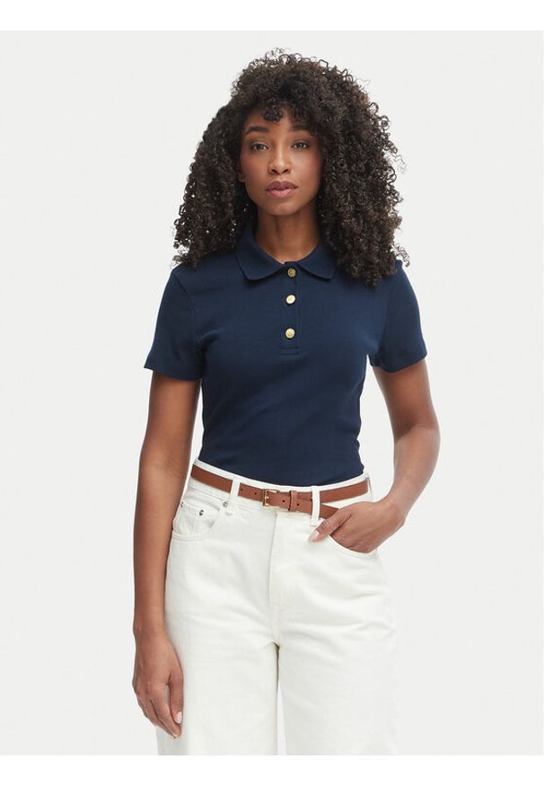 TOMMY HILFIGER - Tommy Hilfiger Polo WW0WW49252 Granatowy Slim Fit. Typ kołnierza: polo. Kolor: niebieski. Materiał: bawełna