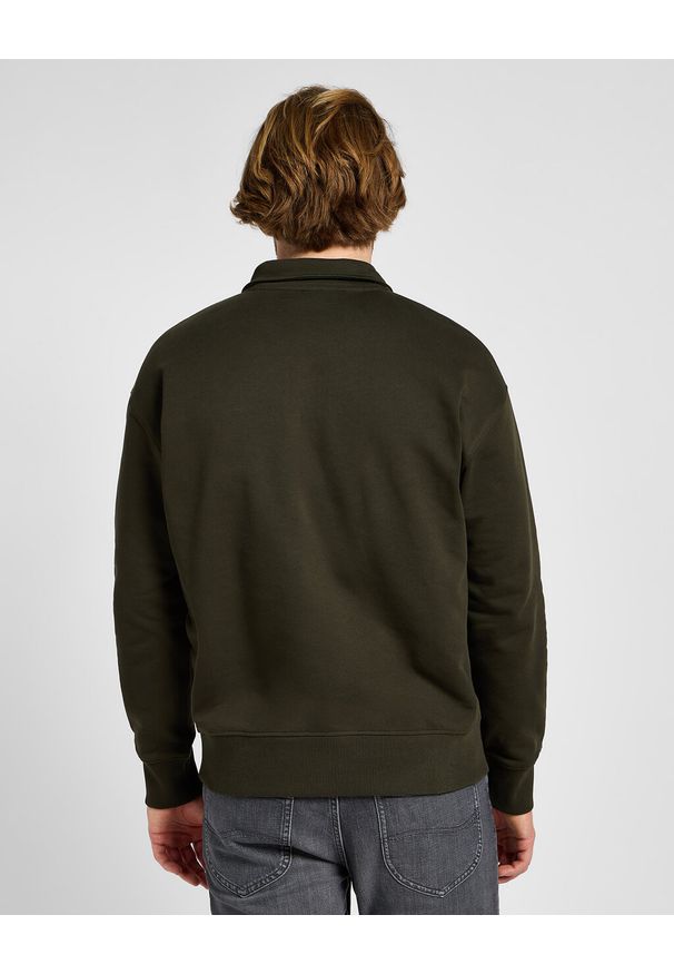 Lee - LEE MĘSKA BLUZA HALF ZIP SWS OLIVE NIGHT 112355752 LL99016192