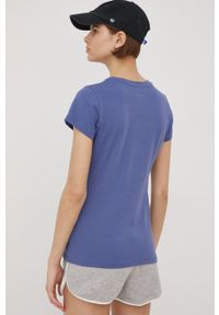 New Balance t-shirt bawełniany WT91546NSY. Okazja: na co dzień. Kolor: niebieski. Materiał: bawełna. Długość rękawa: krótki rękaw. Długość: krótkie. Styl: casual