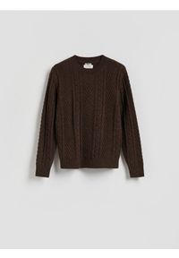 Reserved - Sweter z wełną - brązowy. Kolor: brązowy. Materiał: wełna