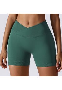 Intica - Szorty sportowe z wysokim stanem odprowadzające wilgoć Rezzan. Stan: podwyższony. Kolor: zielony. Materiał: tkanina, materiał. Sport: fitness