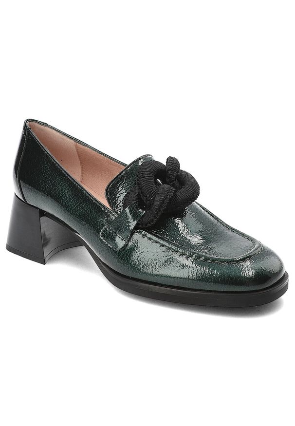 Zielone Półbuty Hispanitas Eleganckie Obuwie Damskie. Okazja: na co dzień. Kolor: zielony. Materiał: materiał, skóra, lakier. Obcas: na obcasie. Styl: elegancki. Wysokość obcasa: średni