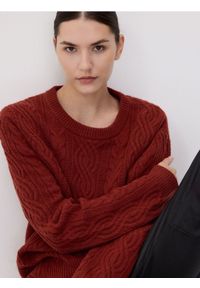 Reserved - Sweter z wełną - intenstywna czerwień. Kolor: czerwony. Materiał: wełna. Wzór: ze splotem #1