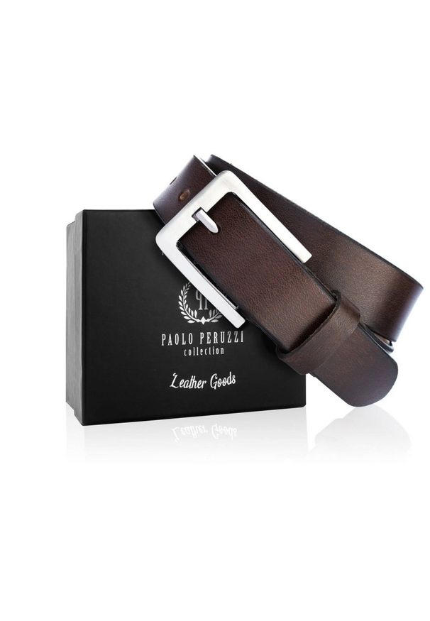 Pasek skórzany 90 CM PAOLO PERUZZI 04Z0290 brązowy. Kolor: brązowy. Materiał: skóra. Styl: klasyczny, casual, vintage