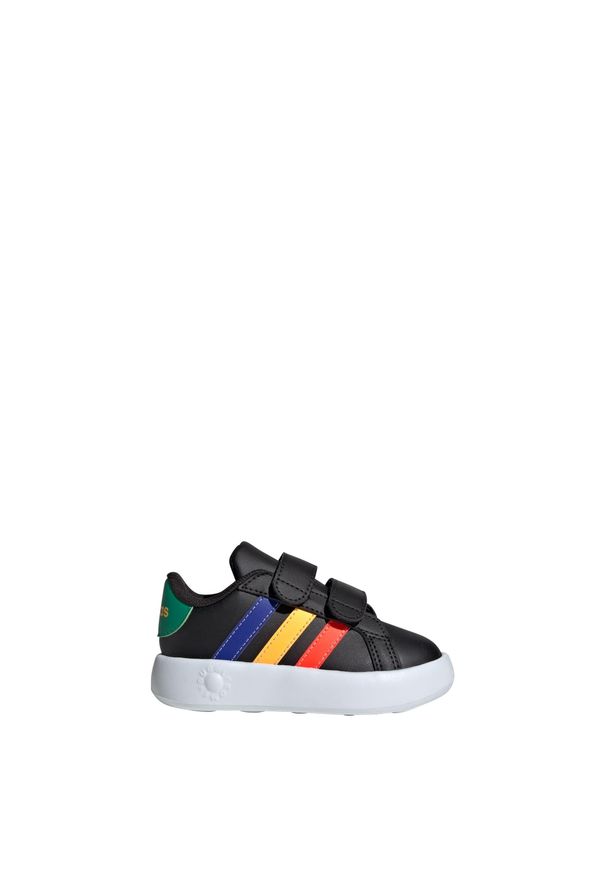 Adidas - Buty Grand Court 2.0 Kids. Kolor: niebieski, wielokolorowy, czarny. Materiał: materiał