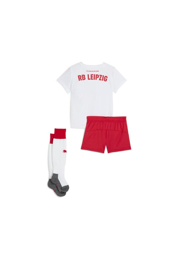 Puma - Dziecięcy strój domowy RB Leipzig 25/26 PUMA White For All Time Red. Okazja: do domu. Kolor: czerwony, biały, wielokolorowy. Materiał: dresówka. Styl: sportowy
