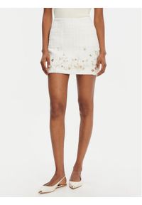 Elisabetta Franchi Spódnica mini GO-108-52E2-V400 Écru Regular Fit. Materiał: syntetyk