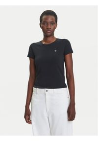 Converse T-Shirt 10027252-A02 Czarny Slim Fit. Kolor: czarny. Materiał: syntetyk