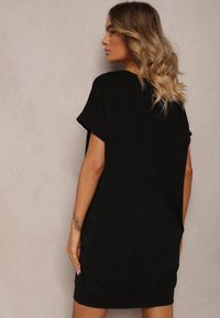 Renee - Czarna T-shirtowa Sukienka Pudełkowa z Elastycznej Bawełny Ellensa. Kolor: czarny. Materiał: bawełna. Styl: wakacyjny. Długość: mini