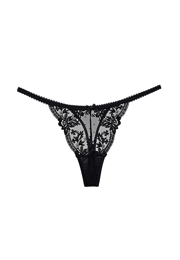 Intica - Stringi koronkowe trójkątne na każdą okazję Eladia. Kolor: czarny. Materiał: koronka. Wzór: koronka