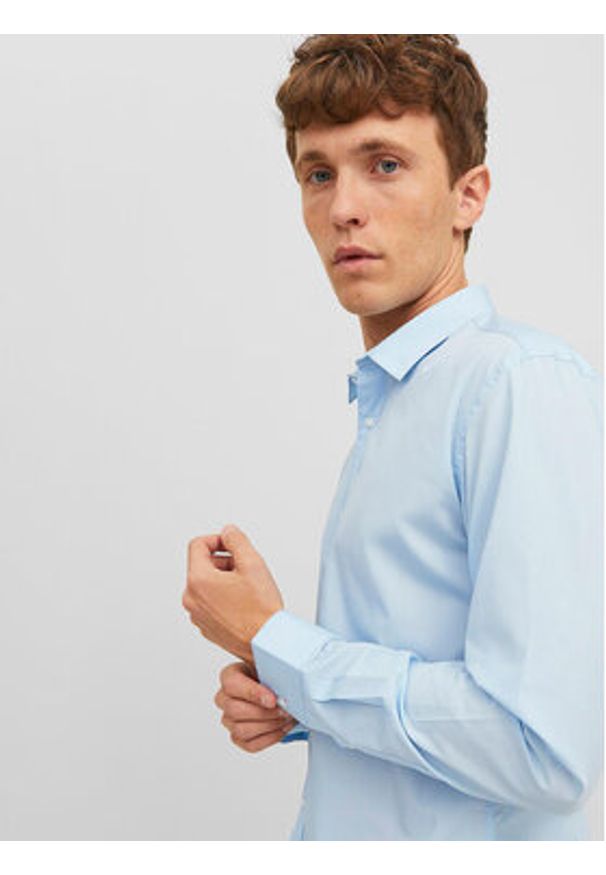Jack & Jones Koszula 12187222 Błękitny Slim Fit. Kolor: niebieski. Materiał: bawełna, syntetyk