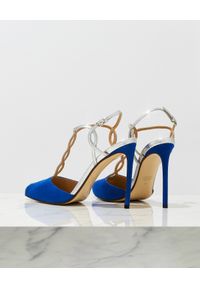 FRANCESCO RUSSO - Niebieskie sandały z zamszu. Kolor: niebieski. Materiał: zamsz. Wzór: aplikacja, ze splotem #7