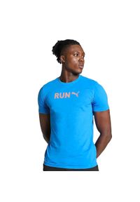 Męska Koszulka Puma Run Z Grafiką Puma Dorosłych. Kolor: niebieski. Materiał: bawełna, poliester. Sport: bieganie