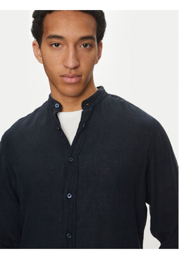 BOSS Koszula 50537369 Granatowy Regular Fit. Kolor: niebieski. Materiał: len
