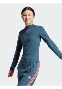 Adidas - adidas Koszulka techniczna IU3073 Turkusowy Slim Fit. Kolor: turkusowy. Materiał: syntetyk