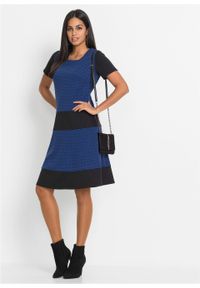 Sukienka z dżerseju bonprix czarno-niebieski z nadrukiem. Kolor: czarny. Materiał: jersey. Wzór: nadruk. Styl: elegancki #4