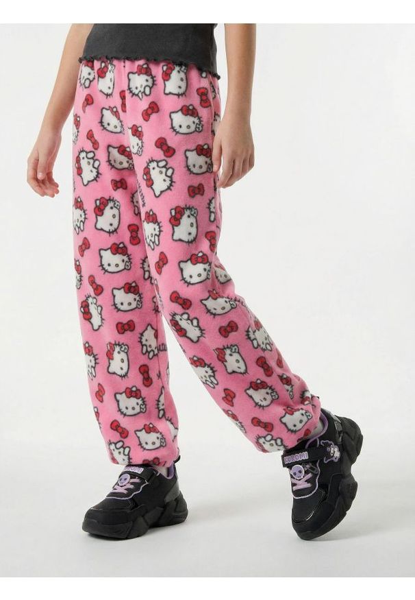 Sinsay - Polarowe spodnie Hello Kitty - różowy. Kolor: różowy. Materiał: polar. Wzór: motyw z bajki
