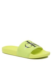 Klapki Calvin Klein Jeans Slide Monogram Co YM0YM00061 Safety Yellow. Kolor: zielony. Materiał: materiał #1