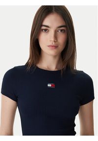 Tommy Jeans Longsleeve Badge DW0DW17881 Granatowy Slim Fit. Kolor: niebieski. Materiał: bawełna. Długość rękawa: długi rękaw #2