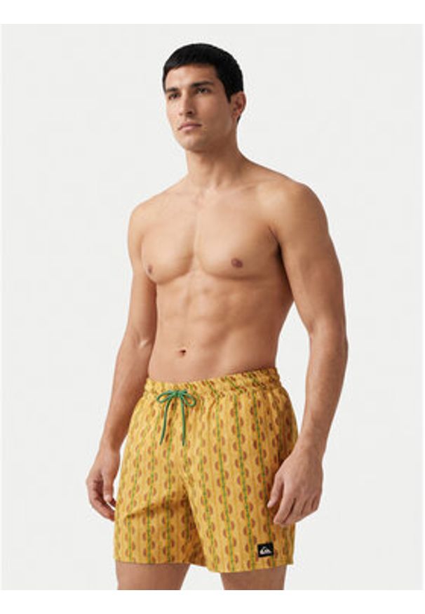 Quiksilver Szorty kąpielowe Stretch Printed Volley 16 EQYJV04217 Żółty Regular Fit. Kolor: żółty. Materiał: syntetyk