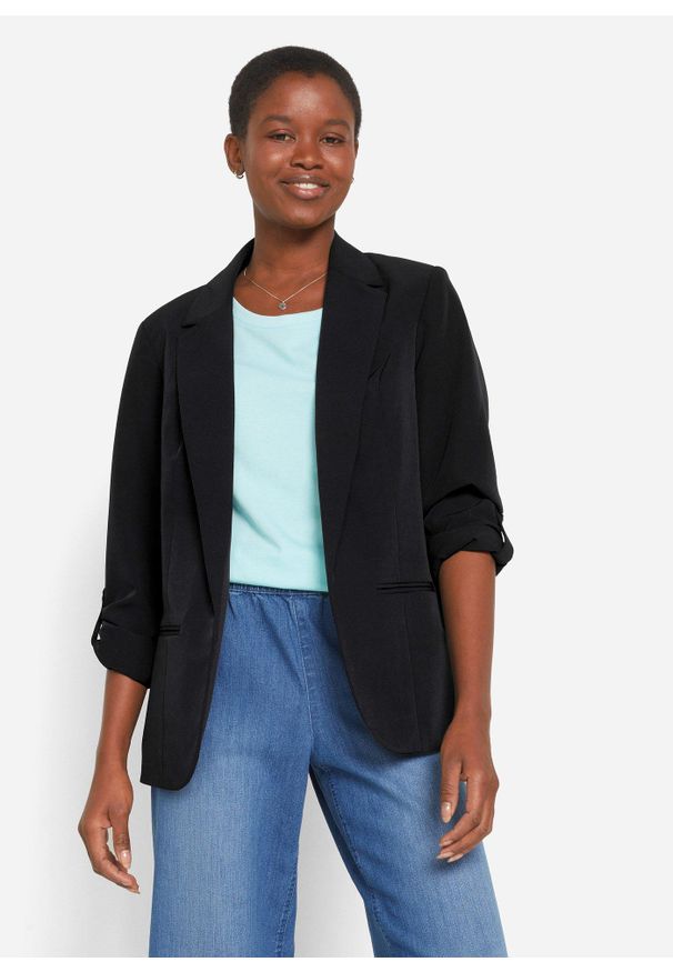 bonprix - Żakiet oversize. Kolor: czarny. Styl: klasyczny