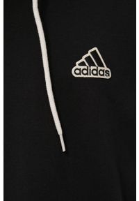 Adidas - adidas bluza HE4343 męska kolor czarny z kapturem z aplikacją. Typ kołnierza: kaptur. Kolor: czarny. Materiał: bawełna. Wzór: aplikacja #5