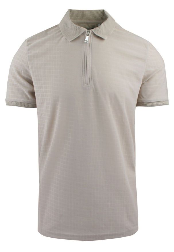 Dzianinowe Polo - Dekolt na Zamek - Brave Soul - Beż. Okazja: na co dzień. Typ kołnierza: polo. Kolor: beżowy, wielokolorowy, brązowy. Materiał: poliester. Styl: casual