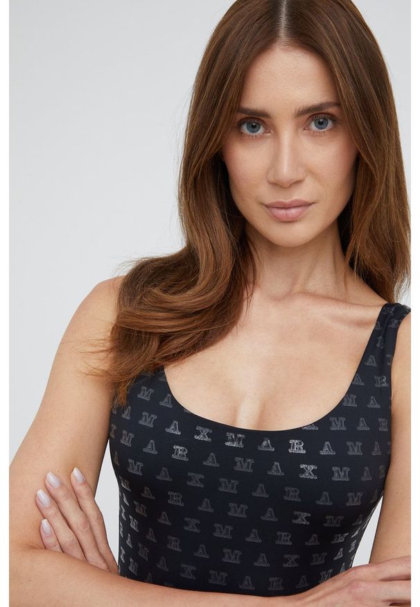 Max Mara Leisure jednoczęściowy strój kąpielowy kolor czarny lekko usztywniona miseczka. Kolor: czarny. Materiał: dzianina