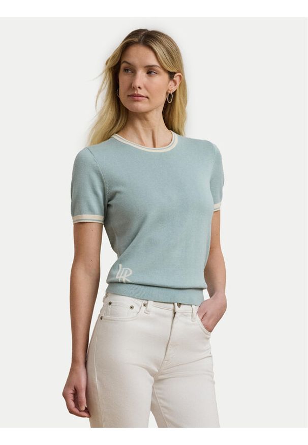 Lauren Ralph Lauren - LAUREN RALPH LAUREN Sweter 200963659002 Błękitny Relaxed Fit. Kolor: niebieski. Materiał: bawełna