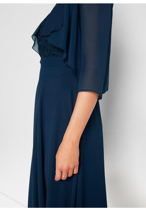 bonprix - Bolerko z delikatnego szyfonu. Kolor: niebieski. Materiał: poliester, szyfon