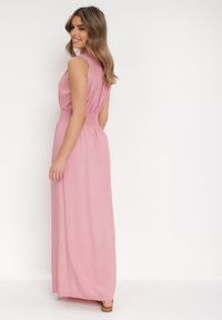Born2be - Różowa Sukienka Clymiolea. Kolor: różowy. Materiał: wiskoza, tkanina. Długość rękawa: na ramiączkach. Wzór: jednolity. Typ sukienki: kopertowe. Styl: elegancki. Długość: maxi #2