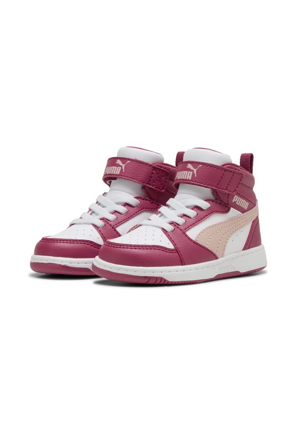 Puma - PUMA Rebound V6 Mid Toddlers' Sneakers PUMA Port Rose Quartz White Red Pink. Kolor: czerwony, biały, wielokolorowy. Sport: turystyka piesza