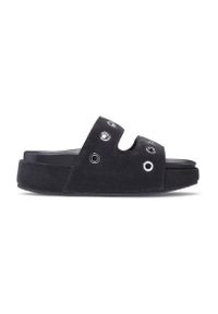 Inuikii SUEDE STUDS Klapki damskie. Kolor: czarny. Materiał: syntetyk, zamsz, skóra. Wzór: aplikacja. Obcas: na platformie. Styl: rockowy, klasyczny, elegancki