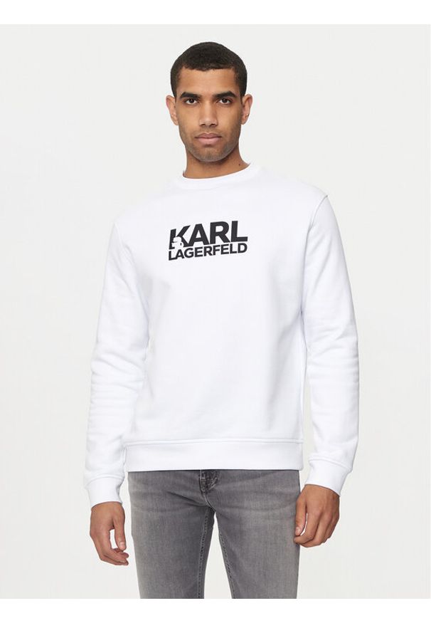 Karl Lagerfeld - KARL LAGERFELD Bluza 705091 543917 Biały Regular Fit. Typ kołnierza: dekolt w karo. Kolor: biały. Materiał: bawełna