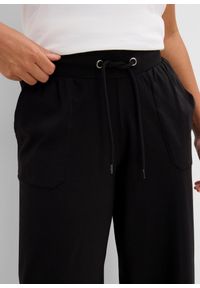 bonprix - Spodnie sportowe z mieszanki bawełny. Kolor: czarny. Materiał: bawełna. Styl: sportowy #3